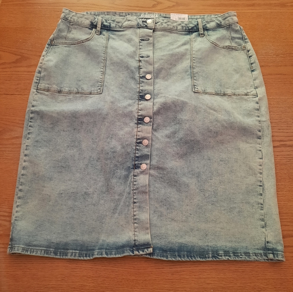 New Sonoma Denim Plus Size 22W Pencil Midi Skirt